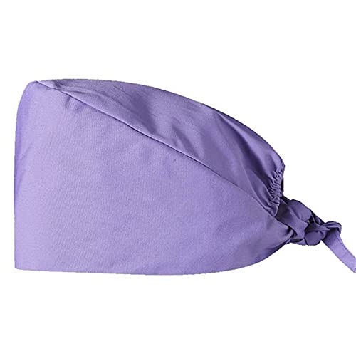 MIYAA 6 Pcs Unisex Bouffant Kappe Einfarbig Verstellbare Haarabdeckung Turbanmütze Tie Back Cap Mit Schweißband Damen Herren Für Salon,Koch,Schönheit,Reinigung,Lila,Einheitsgröße Cover