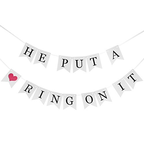 Haute Soiree"He Put A Ring On It" Hanging Banner Sign - Party Decoration for Bachelorette, Engagement Parties, and Bridal Showers