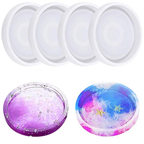 Image of SNOOGG Pack of 2 Silicone Moulds in Round BT Shape for Epoxy Resin Art, DIY, Casting,Making Coaster, Home Decoration, Cup Mat and More ..