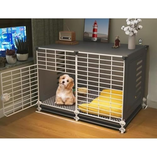 ドッグクレート トレイ付き ペットクレート 家庭用 犬小屋 MumuElf 室内犬用 オールインワン 大容量 お手入れ簡単 小型犬 中型犬用クレート 組立簡単 屋内外使用可能 (73*37*53CM(車輪なし))