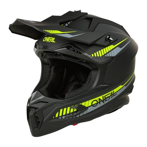O'NEAL C-SRS Motocross Helm SOLID Schwarz/Neongelb (Größe M) – ECE 22.06 zertifiziert, robuste ABS-Schale, effizientes Belüftungssystem & herausnehmbares, waschbares Innenfutter