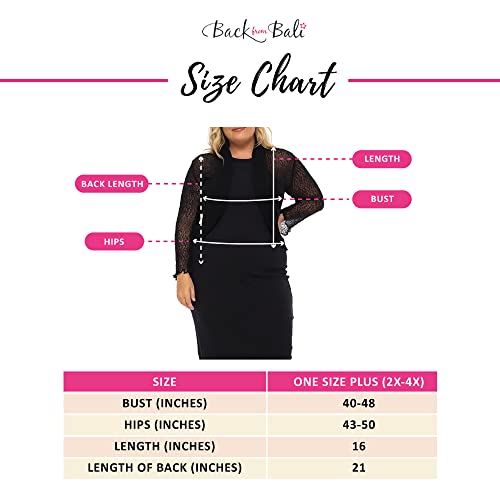 Image of Back From Bali Womens Plus Size Sheer Shrug Cardigan Cropped Bolero Lightweight Knit with Ties Arm Cover 2X 3X 4X