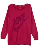 Nike Damen Long Sleeve Rally Boyfriend Fit Logo Crew Longsleeve, Sport Fuchsia/Mulberry, L