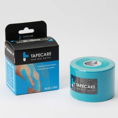 TAPE CARE [5m x 5cm] Bandes de Kinésiologie I Marque Française | Bande Tape Kinésiologie| 100% Coton, Impérméable, Hypoallergénique I Rouge, Bleu, Vert, Violet, Jaune, Noir, Beige, Rose