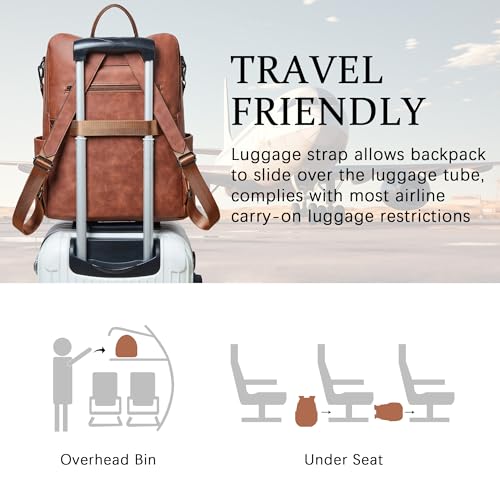 Image of Shrrie Vegan Leather Laptop Backpack for Women 15.6 inch Work Backpack Fashion Travel Backpack Purse for Business College