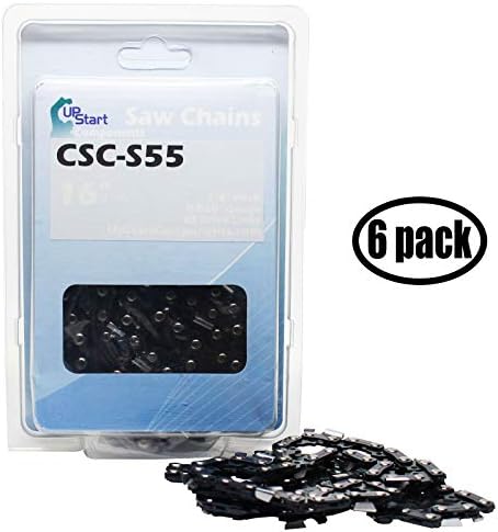 UpStart Components 6-Pack 16" Semi Chisel Saw Chain for STIHL MS180 Chainsaws - (16 inch, 3/8" Low Profile Pitch, 0.050" Gauge, 55 Drive Links, CSC-S55)