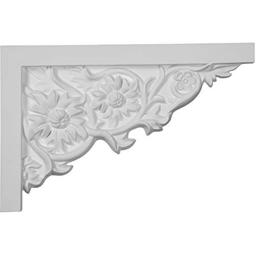 Ekena Millwork SB11X07FL-R Floral Large, Right Stair Brackets, 11 3/4"W x 7 7/8"H x 3/4"P, Primed