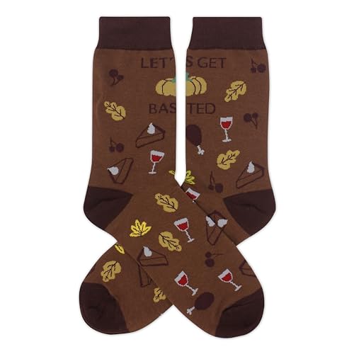 LoaHak Thanksgiving Themed Socks Funny Socks with Lets Get Basted & Patterns of Thanksgiving Elements Gifts for Family Friends BFF Gifts for Thanksgiving Autumn Unisex Novelty Socks. (108)
