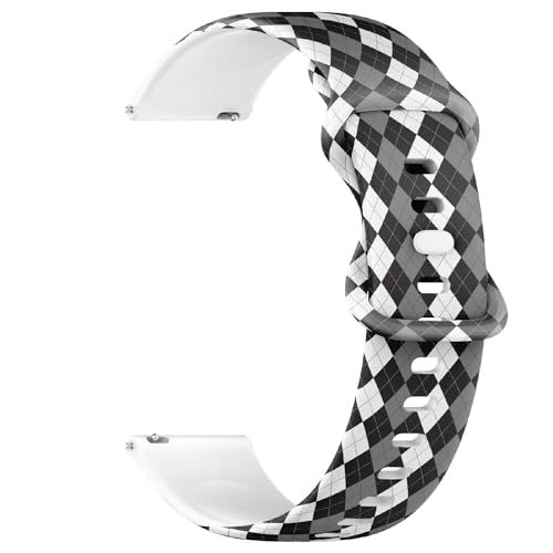 Compatible with Garmin Fenix 7/7 Pro, Fenix 6/6 Pro, Fenix 5/5 Plus, Epix (Gen2) / Epix Pro (Gen2), 22mm Sport Watch Band (Checkered Diagonal Plaid) Silicone Soft Strap Bracelet
