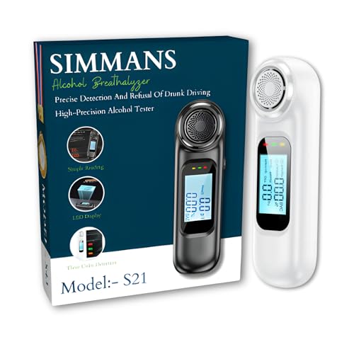 Image of Alcohol Tester Breath Analyzer Professional Alcohol Testing Machine with LCD Digital Display, USB Rechargeable Portable Alcohol Detector Breathalyzer High Precision Audible Alert (Model S-21)