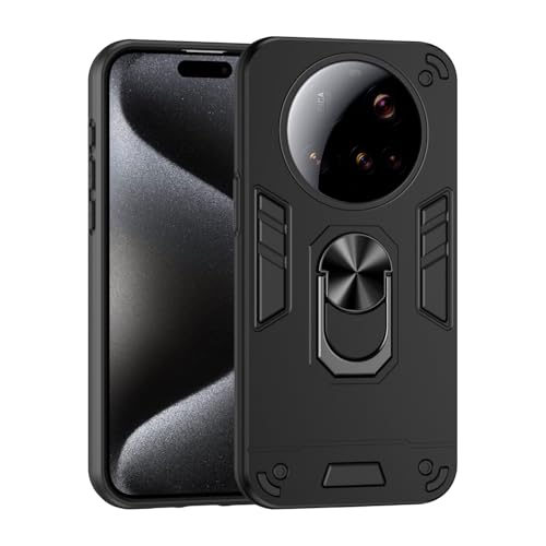 Pzwoxukhov Compatible with Xiaomi 15 Ultra 5G Case,Compatible with Xiaomi 15 Ultra 5G Built-in Bracket Car Magnetic Shockproof and Anti-Drop Phone Case Cover Black