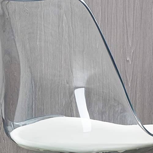 Villeston Acrylic Clear Desk Chair, Modern Small Cute Armless Vanity Rolling Plastic Chair Home Office Lucite Ghost Chairs Cushion Padded With White Legs And Wheels, Clear #TOP4