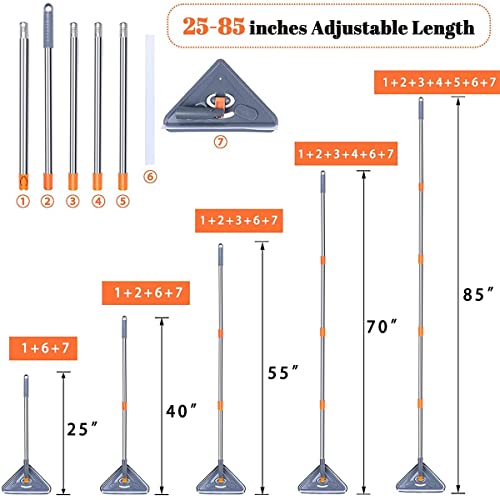 Fregona de limpieza triangular de 360 grados para eliminar polvo de esquinas difíciles y techos 7