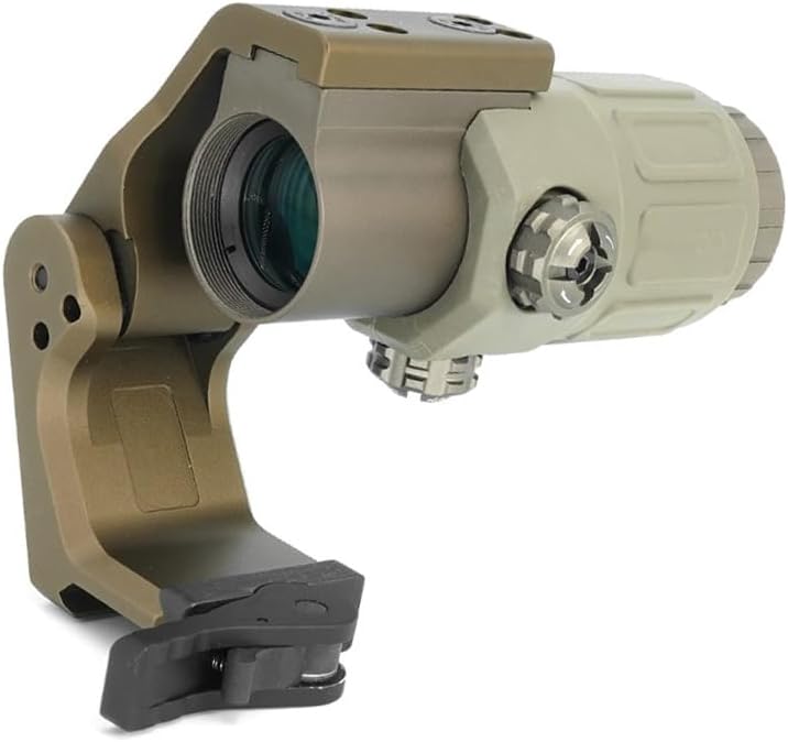G33/3X Magnifier Scope & 2.26" QD FTC Mount & QD Flip to Side & Spacer Mount Base Combo，Flip-to-Center and Quick Release Mechanism，for 558 Red Dot Holographic Sight，Fit 20mm Picatinny Rail，Tan