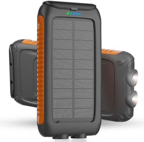 Solar Charger Power Bank 49800mAh,Portable Solar Phone Charger with 2 USB-A,1 Type-C Interface,15W Fast Charging for iPhone Samsung Etc,Portable Battery Charger with Dual Flashlight for Camping