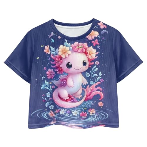 Image of Kids T Shirt Short Sleeve Crop Tops for Girls Summer Clothes Pullover Tees Shirt 5-14