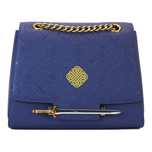 Loungefly WB LOTR War of the Rohirrim Crossbody Bag | Blue Fantasy Lord of the Rings Purse with Sword Charm on Flap