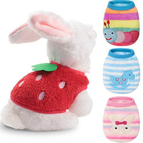 Geyoga 4 Pieces Puppy Clothes for Dogs Boy Girl Winter Warm Sweaters Cat Rabbit Bunny Chihuahuas Vest Flannel Pet Costume Cut Soft Pet Apparel for Puppy Kitten Pig Rabbit Ferret (2XS and XS)