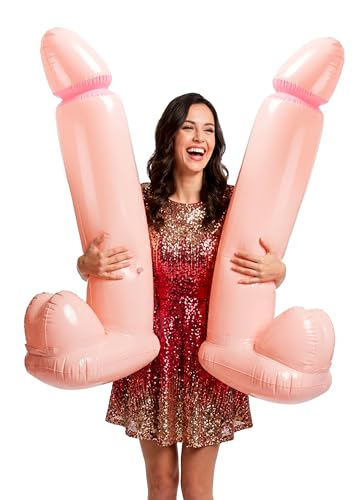Image of Inflatable Blow Up Penis for Bachelorette Party 2pcs, Bridal Shower Decoration Kit, Willy Pecker Balloon Bachelorette Party Kit, Funny Dick Floatie Pennis, Bride Party Decorations