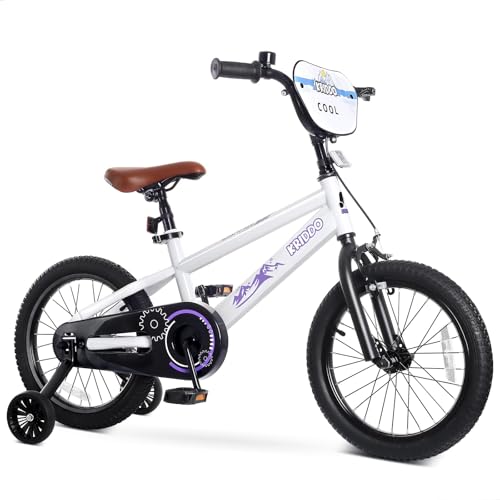 KRIDDO 14-16 Inch Kids Bike with Training Wheels, White
