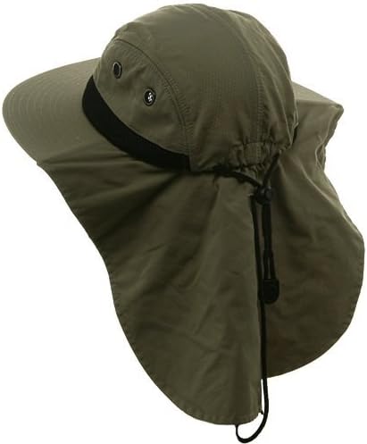 4 Panel Large Bill Flap Hat-Olive W15S48B
