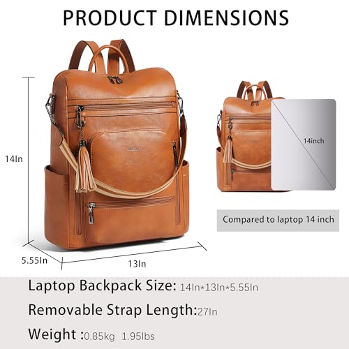 Image of Shrrie Vegan Leather Laptop Backpack for Women 15.6 inch Work Backpack Fashion Travel Backpack Purse for Business College