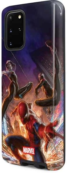 Skinit Pro Phone Case Compatible with Galaxy S20 Plus - Officially Licensed Marvel Spiderman Group Wall Design