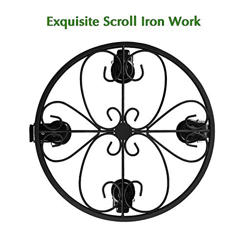 Iron Potted Plant Stand on Steel Casters (No Plastic), 12", Metal Plant Stand on Rollers, Flower Pot Trolley, Round Plant Caddy, Planter Movers with Locking Round Wheel, Plant Caddie, Pot Dolly