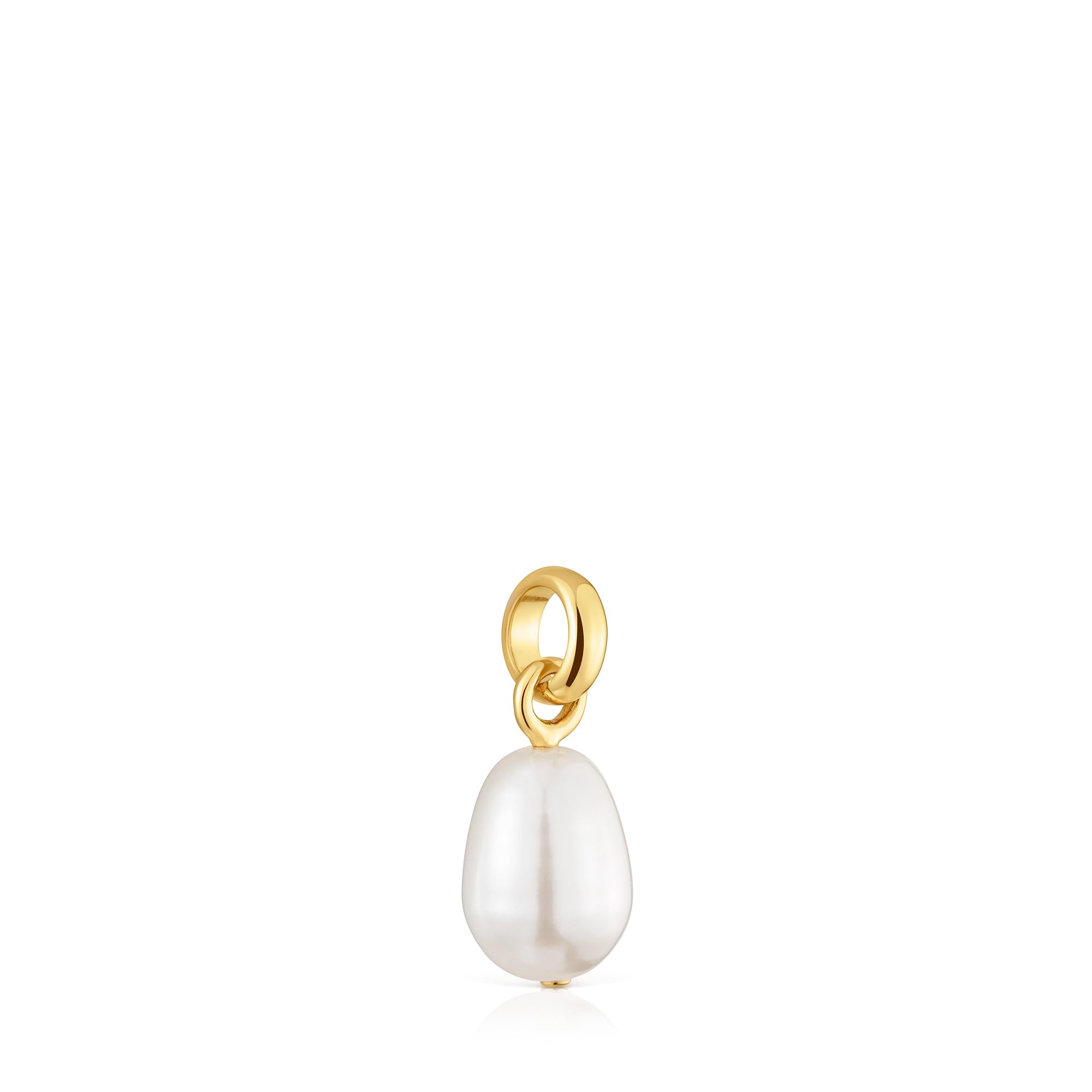 TOUS Colgante Pequeño para Mujer con Baño de Oro 18 Kt sobre Plata de Primera Ley y Perla Cultivada, Colección Hold Oval