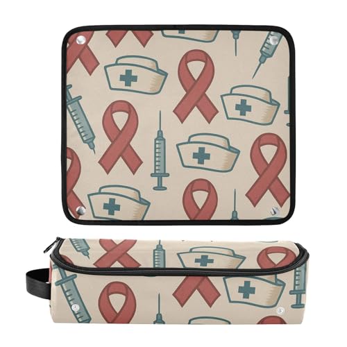 Estuche de viaje 2 en 1 para plancha y rizador con alfombrilla resistente al calor, organizador de accesorios para peinado, bolsa retro médica para mujeres miniatura 3