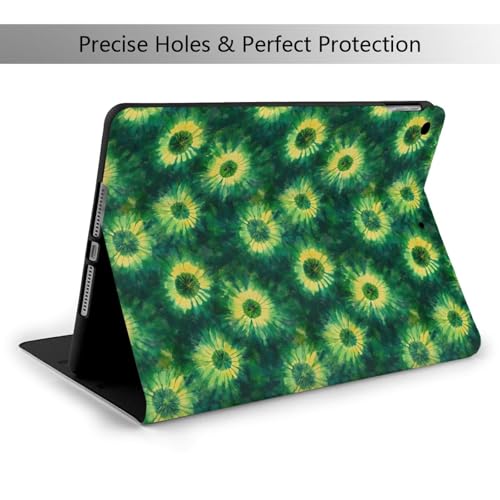 Housse iPad 10.2 compatible iPad 9e 8e 7e génération support folio vert abstrait