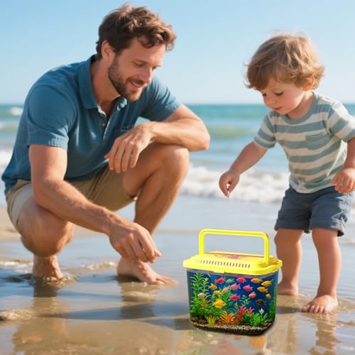 Image of Vodolo Beach Aquarium,4Pcs Fish Transport Container,Fun Travel Portable Fish Tank,Plastic Clear Fish Bucket,Beach Vacation Essentials for Kids,Beach Must Haves Crab Catching Kit