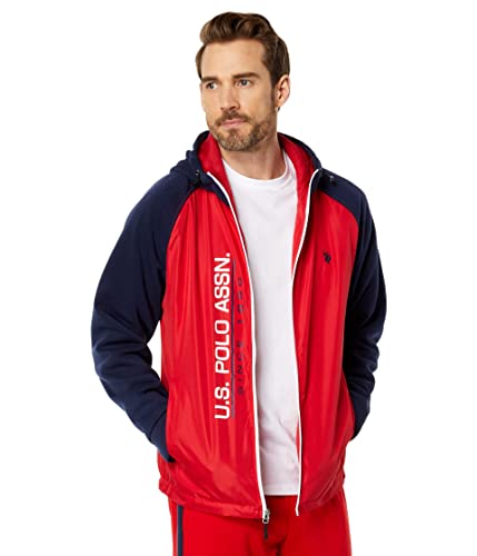 U.S. POLO ASSN. Color-Block Hoodie Engine Red SM - Main Image