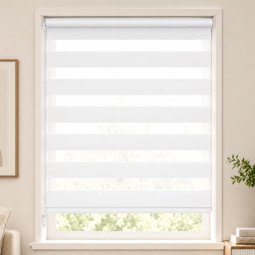 VOUNOT Store Enrouleur Jour Nuit Tissu Double avec ou sans Perçage 80x150cm Protection de Votre Vie Privée Rideau pour Fenêtres et Portes Store Chambre...