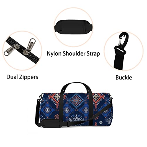 Bolsa de viagem grande para homens e mulheres, étnica abstrata, boho, ornamentos de fim de semana, b