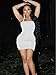 YMDUCH Women's Sexy Bodycon Party Dresses Spaghetti Strap Ruched Mini Club Dress White