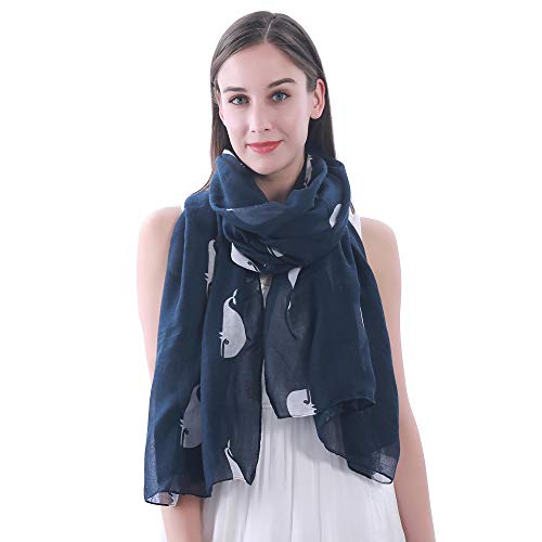 Lina & Lily Ocean Whales Print Women's Scarf Shawl Wrap Lightweight