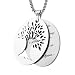 HZMAN Two Piece Serenity Prayer Stainless Steel Pendant Necklace with Tree of Life Cut Out (Silver)