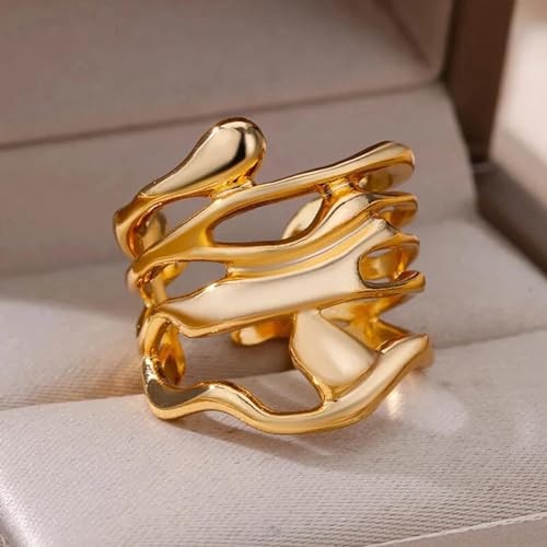 Anneaux ring bague large légère évidée pour doigts sensibles - 2