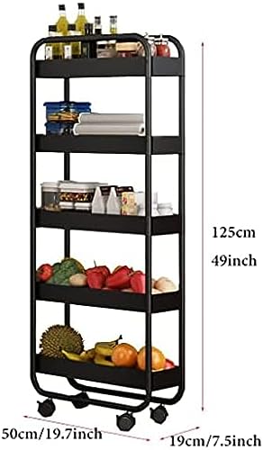 Carrinho De Armazenamento Fino Preto, Carrinho De Organizador De Unidade De Prateleira Móvel, Carrin