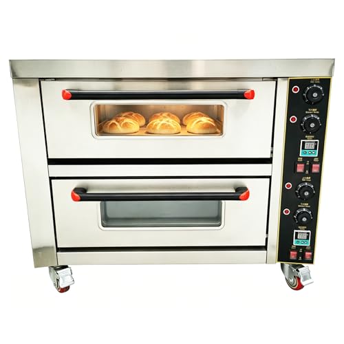 INTSUPERMAI Commercial Pizza Oven Movable Double Deck