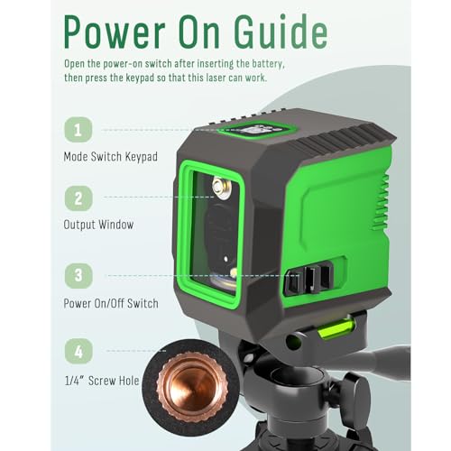 Image of Laser Level with 50 inch Tripod, 360 Self Leveling Cross Line Laser Level, Green Beam Horizontal and Vertical Line leveler Tool for Hanging Pictures, Home Renovation with 4 AA Batteries & Carry Pouch