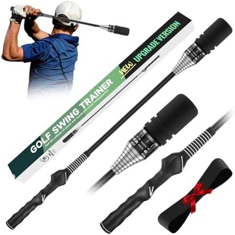 MIKOSI New Upgrade Golf Swing Trainer, Golf Grip Trainer for Warm Up, Adjustable Speed Controller Training Aid for Right Handed Golfers, Golf Swing Aid with Ergonomic Grip, Indoor & Outdoor Use