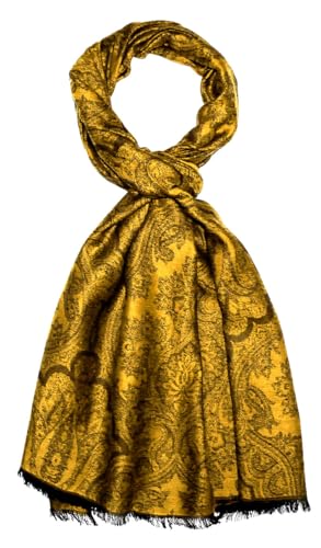 Écharpe homme coton Lorenzo Cana motif cachemire noir or pour vos soirées