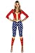 Tipsy Elves Halloween Red and Blue Patriotic Superhero Long Sleeve Bodysuit Costume for Women Size Large