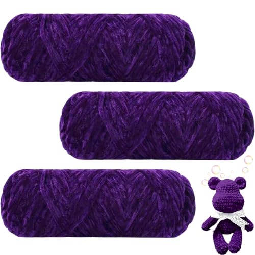 Maxee 300g(3×100g) Samtig Babywolle, Samt Velvet Wolle Chenille Garn, Kuschelweich Chenillegarn, Flauschige Weich Plüschwolle, Häkelgarn Wolle Zum Stricken & Häkeln-34