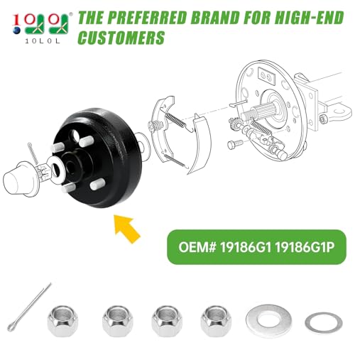10L0L Golf Cart Brake Drum Hub Assembly 2 Pack Compatible with 1982-up EZGO TXT PDS Electric Cart - OEM #19186G1, 19186G1P by 10L0L - Image 2
