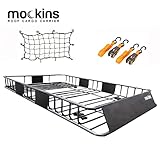 Mockins Roof Rack Rooftop Cargo Carrier with Bungee Net | The Steel Luggage Rack is 64' Long X 39' Wide X 6' Tall with A Hauling Weight of 200 Lbs & can be Reduced to 43' Long if Needed