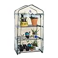 Greenhouse for Outdoors with Mesh Side Windows, Small Walk-in Green House Plant Stands Plastic PE Cover Outside Portable Warm House for Seedling Flowers Growing, 4 Tiers,Excluding Shelves