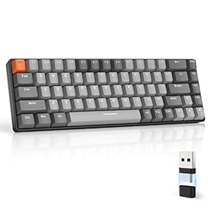 MAGIC-REFINER RK68 Kabellose Mechanische Gaming-Tastatur, Dual-Mode 2.4 GHz Wireless/Bluetooth 5.0, 60% Prozent Tastatur Hot-Swap-fähiger Roter Schalter mit 2-in-1-Empfänger für PC/Mac/Smartphone